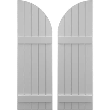 Ekena Millwork Americraft 5-Board (2 Batten) Wood Joined Board-n-Batten Shutters w/ Arch Top, ARW101BQ518X65PRH ARW101BQ518X65PRH